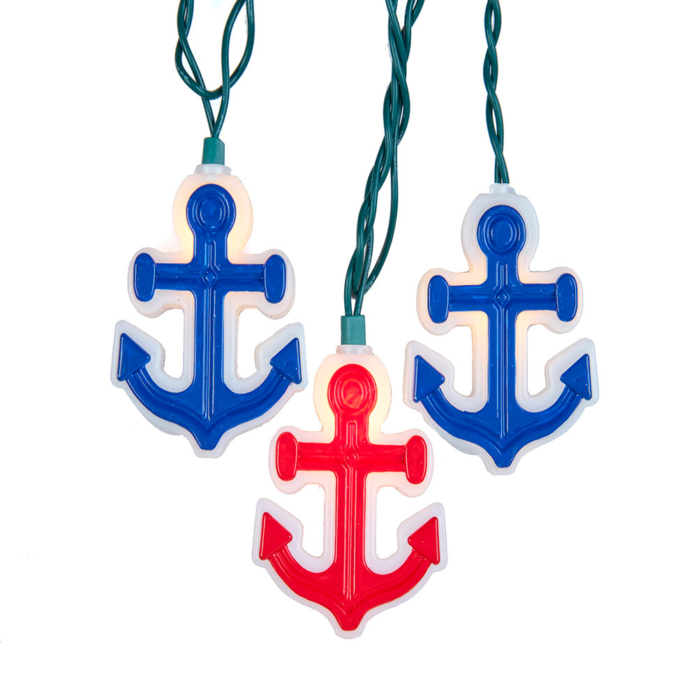 Kurt Adler UL 10-Light Red and Blue Anchor Light Set